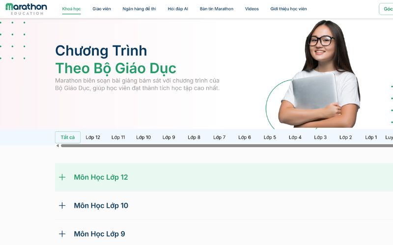 Nền tảng bán khóa học online Marathon Education