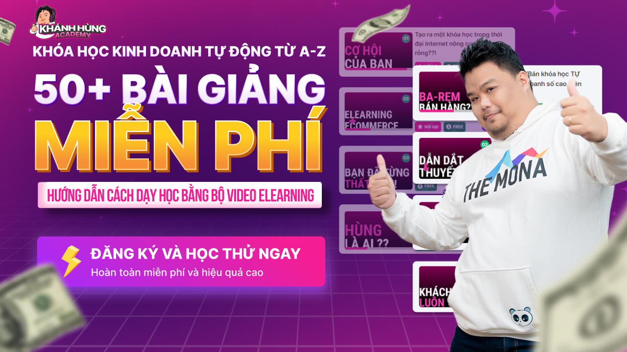 Website bán khóa học miễn phí Khánh Hùng Academy