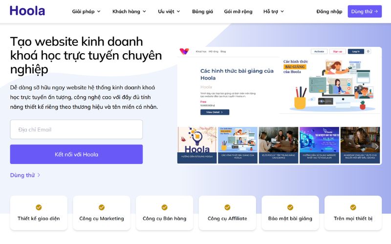 Website bán khóa học online Hoola