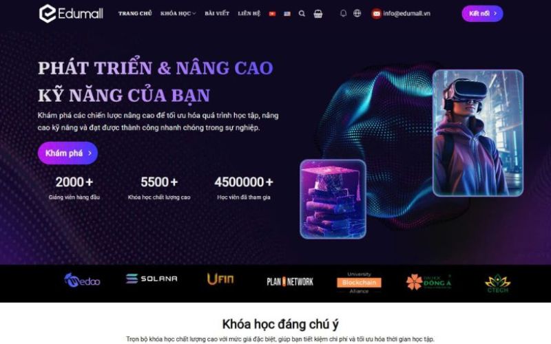 Website kinh doanh khóa học Edumall