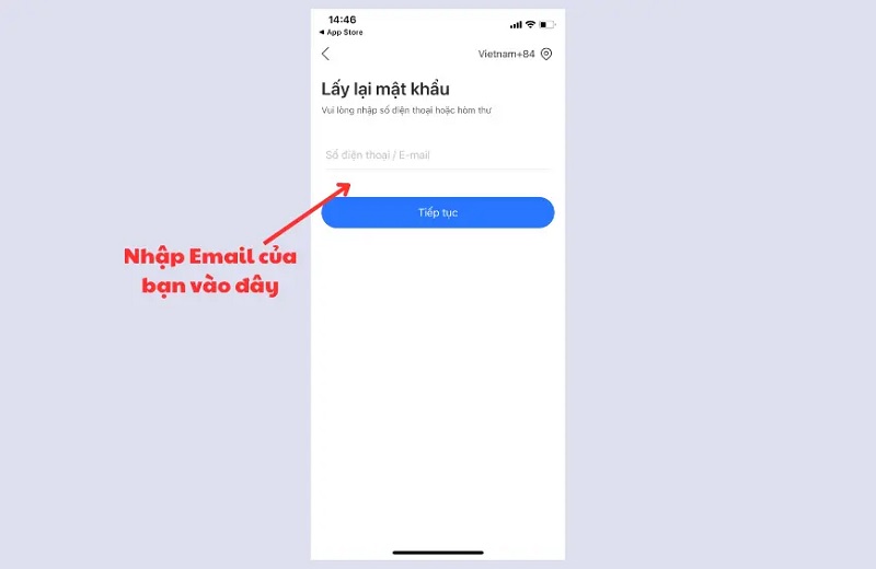 nhập đúng địa chỉ email