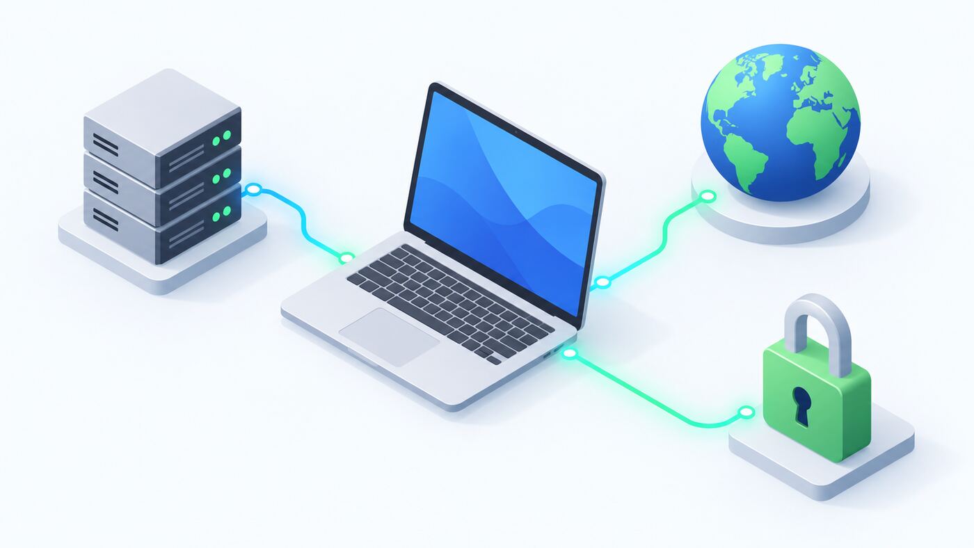 Sơ đồ MCP server nối laptop với VPS, tên miền và SSL
